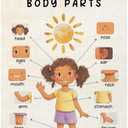 Body Parts Wall Art Poster, Body Educational Learning Posters,Body Parts Learning Wall Chart for Kids Room Decor, Kindergarten Teaching Supplies, Classroom Poster for Bulletin Board Decor 12x16Inch(Girls)