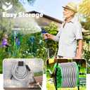 Garden Hose 50 ft, Heavy Duty Stainless Steel Metal Hose, Flexible Water Hose with 10 Function Nozzles, Kink Free, Leak-Proof, Easy to Use and Store for Outdoor, Yard, Lawn, RV, Car Wash