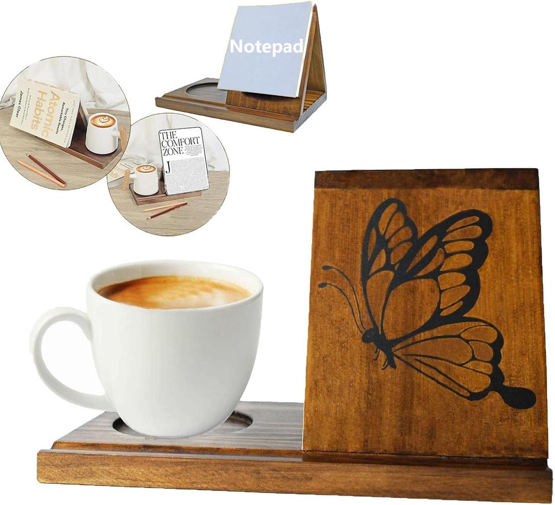 Wooden Triangle Book Holder, Book Nook Reading Valet, Book Rest Stand for Book Lovers Birthday Gifts, Christmas Gifts Wood Book Valet for Book Lovers (Brown)