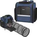 Pawtners Cat Backpack Carrier with Play Tunnel, Expandable Dog Backpack with Breathable Mesh, Pet Carrier Backpack for Small Cats Dogs Up to 18 Lbs, Dog Carrier for Travel Hiking Camping Outdoor Blue (15.7"L x 12.6"W x 15.0"H)