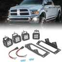 Dasen 4PCS 3" LED Cube Fog Lights Pod & Front Bumper Dually Foglamp Mounting Brackets w/Wiring Kit Compatible with Ram 1500 2009-2012, Fit Ram 2500 2010-2019
