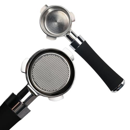 LAOION 54mm Bottomless Portafilter, Espresso Portafilter Precision Extraction with Filter Basket Included, Stainless Steel Portafilter & Black Silicone Handle, Compatible with Breville Machines