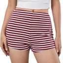 MakeMeChic Women's Summer Crochet Shorts Striped Knit Pajama Micro Mini Shorts Lounge Bottoms (Pink, S)