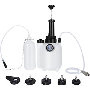 3L Brake Bleeder Kit,Brake Bleeder Vacuum Pump Kit,Brake Fluid Bleeder Kit With 1L Brake Bleeder Bottle And 4 Master Cylinder Adapters,Brake Bleeding Kit Suitable for Most Vehicles (White)