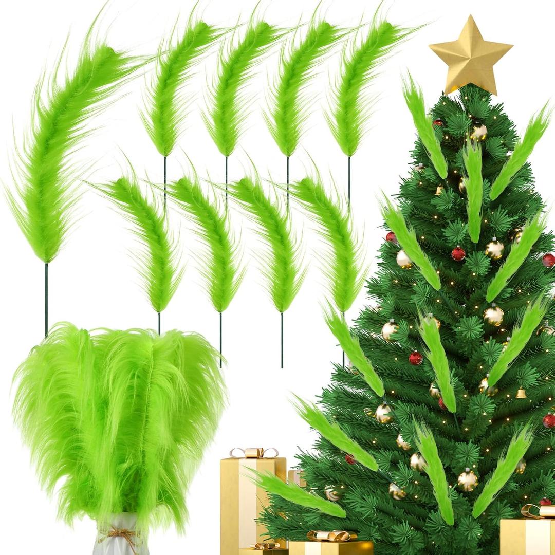 8 Pcs Christmas Tree Picks Decoration 18 Inch Red Green Curly Tree Topper Xmas Artificial Stems for Christmas Tree Decor Vase Fillers Home Wreath Crafts, 18.1 Inches