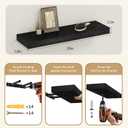 Vervida Black Floating Shelves for Wall, 24" Rustic Wood Deep Wall Mounted Shelves with Invisible Brackets for Decor & Storage, Floating Shelf for Living Room, Bathroom (Set of 3), 24x5.8