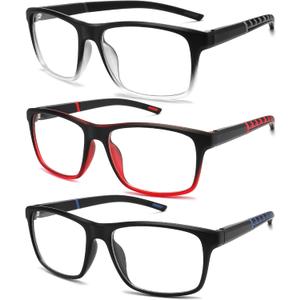 3 Pack Professional Reading Glasses Mens Computer Readers,Blue Light Blocking Glasses for Men Anti Glare/Filter UV,Stylish Large Oversized Two Tone Frame Spring Hinge Eyeglass 2.5 Strength