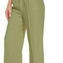 FUNYYZO Women's Wide Leg Pants High Elastic Waisted in The Back Business Work Trousers Long Straight Suit Pants, Size XS, Green