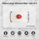 2 Pack Silicone Mats for Kitchen Counter, Treerit 23.62" x 15.75" Thick Large Silicone Mat, Nonskid Heat Resistant Countertop Protector, Easy to Clean, White Translucent