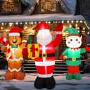 3 Pack 5 ft Christmas Inflatable Santa Claus Gingerbread Man Elf Decor Lighted Blow up Christmas Yard Decoration with Built in LED Lights for Outdoor Yard and Patio Lawn Decorations