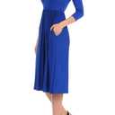 iconic luxe Women's Fit and Flare Midi Dress with Pockets Medium Royal Blue (Blue, M)