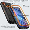 KECAI for iPhone XR Case with Built-in Screen Protector,Belt Clip Holster,Heavy Duty Shockproof Drop Protection Military Grade Rugged Full Body Durable Phone Cover with Kickstand (Black Orange)