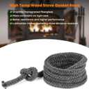Stanbroil Wood Stove Gasket, 1/2" x 84" Graphite Impregnated Fiberglass Rope Seal, Gasket Rope Replacement Kits for Wood Stove Door