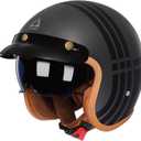 TRIANGLE 3/4 Open Face Motorcycle Helmet DOT Approved Retro Cruiser Moped, Large