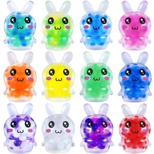 12 Pcs Squishy Toys Stress Balls, Mini Bunny Squishies Fidget Toy for Kids Party Favors, Squeeze Sensory Toys for Boys Girls Classroom Prizes Goodie Bag Fillers Easter Egg Fillers Basket Stuffers