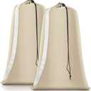 Heavy Duty Laundry Bag 2 Pack XL Nylon Laundry Bags with Straps, Washable Large Dirty Clothes Organizer with Drawstring Closure, Travel Washing Bag Fit a Laundry Hamper or Basket (Beige)