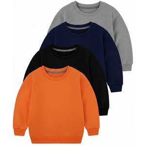 Toddler Boys 4 Pack Cotton Crewneck Sweatshirt, Baby Solid Long Sleeve Pullover Tops 4 T