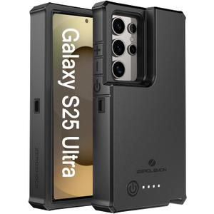 ZEROLEMON Battery Case for Galaxy S25 Ultra 10000mAh, 18W Fast Phone Charging Power to Galaxy S25 Ultra, Full Edge Protection ZeroShock Extended Charger Case Cover for Galaxy S25 Ultra - Black