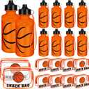 Sadnyy 8Pcs 4 Sets Water Bottles Bulk with Snack Bags 20 oz Reusable Squeeze Plastic Water Bottle with Handle Strap Clear PVC Waterproof Goodie Gift Bags for Team Gifts Sports Party
