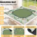 Vintage Botanical Pheasant Floral Mahjong Mat, Non-Slip Noise Reduction Square Game Table Pad, Retro Tropical Green Plant Bird Flower Vase Border Print Portable Play Mat for Mahjong, 31.5 x 31.5 inches