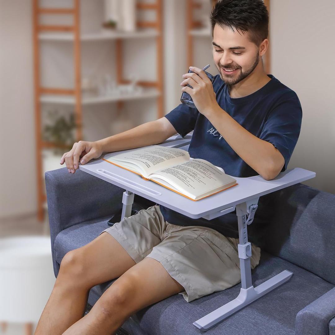 Armrest Laptop Desk for Couch and Bed,Hospital Bed Table,Lap Desk Pillow,Large Adjustable Bed Desk for Laptop with Drawer and Tablet Slot,U-Table for Reading, Gaming, Writing,Eating,Drawing