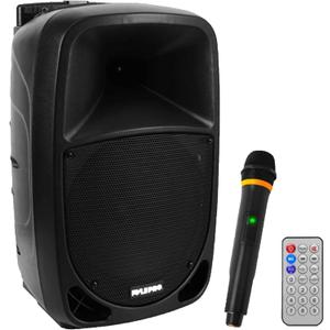 Pyle PSBT105A - 1000W Portable Bluetooth PA Speaker, 10'' Subwoofer, UHF Wireless Mic, MP3/USB/SD, Rechargeable Battery, LED Battery Indicator Lights, Black