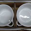 LE TAUCI French Onion Soup Bowls, 28 oz Ceramic Soup Crocks with Handles & Silicone Lids, Oven & Microwave Safe Containers for Meal Prep & Leftovers, Lead & Cadmium Free, Set of 4, White