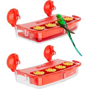 Window Hummingbird Feeder Strong Suction Cup 2 Pack, Hummingbird Feeders for Outdoors Window Up Close Bird Watching, Ant and Bee Proof, Easy to Refill, Clean and Install