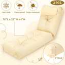 Wenqik Set of 2 Outdoor Chaise Lounge Cushions 76 x 22 x 6 Inch Waterproof Patio Furniture Chaise Cushion with Headrest Pillow Thick Tufted Lounge Pad for Lawn Pool Hotel(Beige)