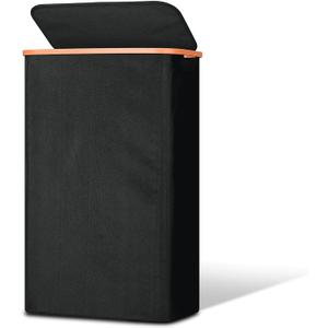 Slim Laundry Basket with Lid, Narrow Dirty Clothes Hampers for Laundry with Handle, Skinny Laundry Bin for Laundry Room, Dorm, Bedroom and Bathroom, 19.8 Gallon (75L) Black