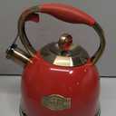 Tea Kettle, Stovetop Whistling Teapot, Stainless Steel, Black, 3.0-Quart (Red)