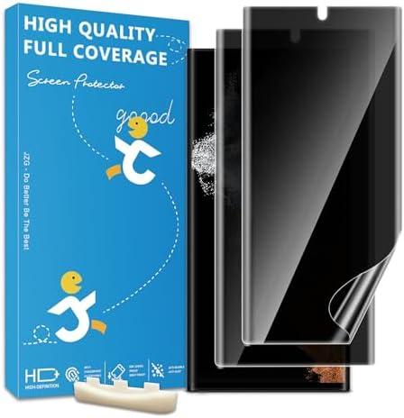 JZG 2 Pack Privacy Screen Protector for Samsung Galaxy S22 Ultra, Anti Spy S22 Ultra Soft Film With Fingerprint Compatibility, Bubble Free