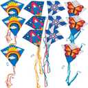Fun Express Flying Kite Pack, Assorted Styles and Colors, 12 Pieces, 28"