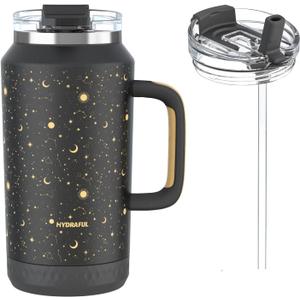 Hydraful 64 oz Tumbler with Handle and Straw - 100% Leak-Proof - Insulated Cup Reusable Stainless Steel Large Water Bottle Travel Mug for Gym, Hiking, and Camping - Gifts for Women Men Him Her (The Night Sky)