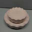 LIYH 24 Pcs Pink Plates Reusable, Pink Plastic Scalloped Plate Durable and Dishwasher Safe,Baby Shower Plate, Light Weight Daisy Plastic Wavy Plates for Wedding Party Birthday (24(12 Guests))