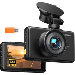 iZEEKER 2.5K Dash Cam, 1440P QHD Car Camera with 3" IPS Display, Night Vision, WDR, 170Wide Angle, Loop Recording, G-Sensor Emergency Recording, 24H Parking Mode, Type C