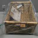 VATIMA Hyacinth Large Wicker Basket 15.5x10.8x6.2" - Rectangular, Wooden Handles, Shelf Organizer