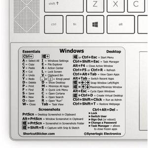 3 x Synerlogic (2pcs) Windows PC Reference Keyboard Shortcut Sticker | Vinyl, Laminated Windows Shortcut Sticker for PC Laptop or Desktop | Shortcuts Cheat Sheet (Clear/Large/2)