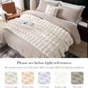 Amlie Home Faux Fur Throw Blanket for Bed, Ultra Soft Fuzzy Plush Bubble Blanket for Bedroom & Bed Decor, 108"x90", Cream White