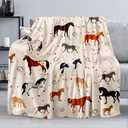 Horse Throw Blanket Gift, Soft Warm Fuzzy Plush Blanket, Smooth Cozy Flannel Blanket for Bed/Couch/Camping (80"x60", Cartoon Horse)