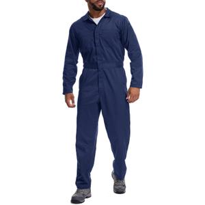 Coveralls for Men Long Sleeve Cotton Blend Work Jumpsuit with Multi Pockets Utility Work Wear (XX-Large, Blue)