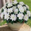 VIERENA 8 Bundles Artificial Dahlia Flowers for Outdoors Spring Summer Decor, No Fade Silk Flower Faux Dahlias Plant Arrangement for Home Garden Balcony FarmhouseWhite