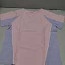 ZDC Kids Girls Athletic T Shirts Color Block Crewneck Gym Yoga Tees Casual Cute Basic Tees 9-10 Years Pink