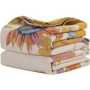 Boho Cotton Throw Blanket 60''x80''- Large Soft All-Season Blanket, Lightweight Blanket with Rustic Floral Design for Bed and Couch, Suitable for Living Room and Farmhouse Decor (Flower-butterfly)