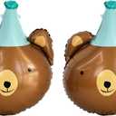 Animal Head Foil Balloon Kit, Lion Bear Monkey Cat foil balloon, Birthday Party Decorations, Baby Shower Supplies (Bear(2 pieces))