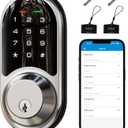 Veise RZ06 Smart Lock for Front Door with App Control, Keyless Entry, Electronic Digital Deadbolt with Touchscreen Keypad Set, Smart Deadbolt, Auto Lock, Easy Installation, Satin Nickel
