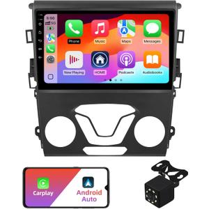 2+32G 9 Inch Android 12 Double Din Car Stereo for Ford Fusion Mondeo 2013-2019 Touchscreen Radio Built-in Wireless Carplay/Android Auto/GPS/Bluetooth/FM/AUX-in/Steering Wheel Controls/Backup Camera