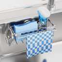 TAILI 4-in-1 Sink Caddy with Strong Suction Cup, Sponge Holder for Kitchen Sink Organizer, Removable, Rustproof, Stainless Steel Holder for Sponge, Brush, Scrubber, Scraper - Silver