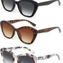 LADEESSE 3 Pack Reader Sunglasses for Women Fashion Cateye Sun Readers Outdoor Reading Glasses UV400 +1.50 Protection