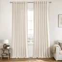 MIULEE Non-See-Through Privacy Linen Curtains 2 Panels, Light Filtering Window Curtains Farn House Textured Back Tab Semi Sheer Drapes for Bedroom Living Room, 52 x 90 Inches Long, Cream